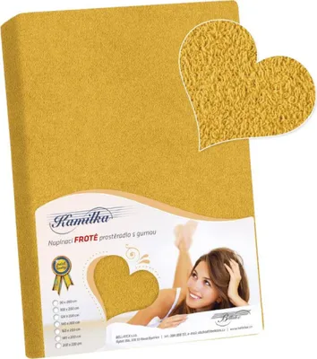 Zdjęcie produktu dla Prześcieradło frotte - musztardowe - 90 x 200