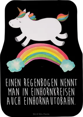 Produktbild von Mr. & Mrs. Panda Auto-Fußmatte Einhorn Regenbogen - Schwarz - Geschenk, Autoteppich, Erwachsenwerden, Einhornpower, Automatte, Glitzer, Unicorn, Auto Teppich, Fußmatte