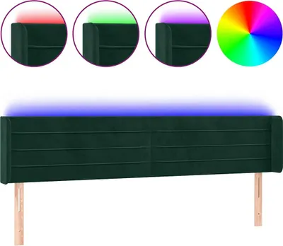 Produktbild von vidaXL LED Kopfteil Dunkelgrün 203x16x78/88 cm Samt