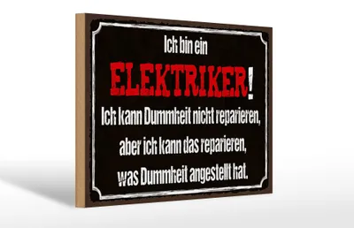 Produktbild von Holzschild Spruch 30x20cm bin Elektriker kann reparieren