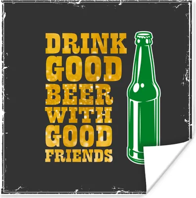Produktbild von MuchoWow® Poster Mancave - Bier - Flasche - Zitate - Vintage 50x50 cm - Wohnzimmerdekoration