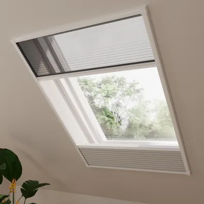 Produktbild von Dachfenster Fliegengitter Plissee Multi - Verdunkelung - Grau - 80 x 120