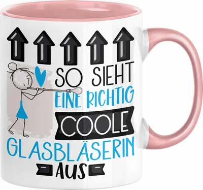 Produktbild von Glasbläserin Geschenk Tasse Geschenkidee für Glasbläserin Geburtstag Weihnachten Spruch So Sieht Eine Richtig Coole Glasbläserin Aus Kaffee-Becher  (Rosa)