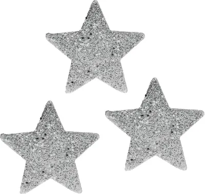 Produktbild von Streudeko Silbern Glitzer Sterne Ø6,5cm Weihnachten Tischdeko 36 Stück