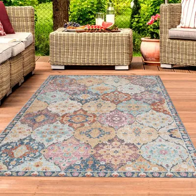 Image de Tapis d'extérieur vintage coloré plat et facile d'entretien Taille - 160 x 230 cm