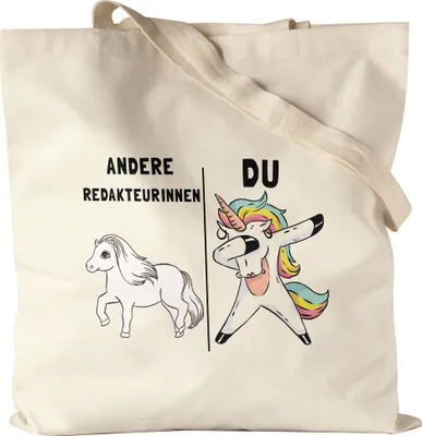 Produktbild von Andere Redakteurinnen Du Jutebeutel Stoffbeutel Canvas  Pferd Einhorn Humor Lustig Unicorn Geschenk Apotheke