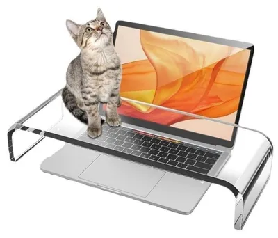 Obrázok produktu pre Držiak na monitor, akryl, priehľadný, 40,6 x 19 x 10 cm, podstavec na monitor pre notebook, počítač