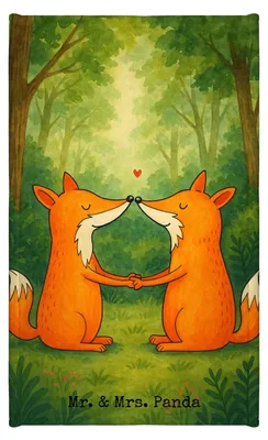 Produktbild von Mr. & Mrs. Panda Handtuch Gäste-WC Füchse Liebe Design - Weiß - Geschenk, gäste wc, Gästehandtuch 30x50, Klein, Partner, Gästetuch, Händchen Halten, Ehe, frottierhandtuch