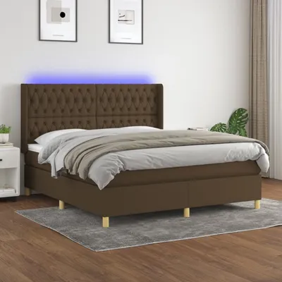 Produktbild von The Living Store Boxspringbett mit Matratze & LED Dunkelbraun 160x200 cm Stoff