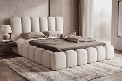 Produktbild von LUXKOR24 Polsterbett VELORA 200x200cm mit Bettkasten & Metallgestell - Bouclé Stoff BEIGE GERRA