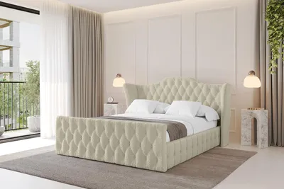 Produktbild von ALTDECOR Polsterbett mit Bettkasten - MODY-Z - 180x200 Beige - Bett mit Kopfteil und Fußteil, Boxbett ohne Matratze, Doppelbett mit Stauraum