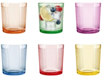 Produktbild von Wasserglaser/Getrankeglaser Summer Stripes - 6x - Glas - Farbmix - 360 ml