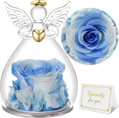 Produktbild von Ewige Rose Engel Glaskuppel Rote Rose Geschenkbox Mama Oma Frau