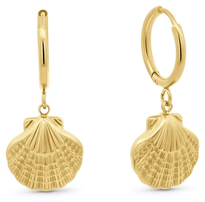 Produktbild von CO88 Kollektion 8CE-70619 Damen-Ohrringe mit Muschel-Anhänger – Goldfarbenes Edelstahl – Geschenk für sie