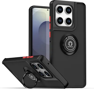 Image de Etui pour Motorola Edge 60/Edge 60 Fusion étui en TPU translucide mat avec porte-anneau et support Noir Rouge