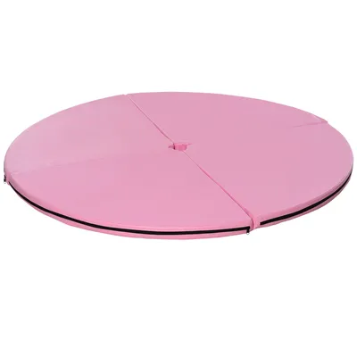 Image de HOMCOM Tapis de pole dance pliable - pole dance mat - tapis de protection Ø 150 cm épaisseur 5 cm - revêtement plastique rose