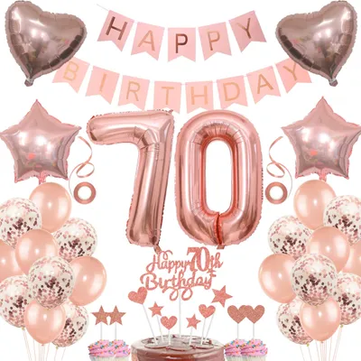 Produktbild von Festliche Tortendekoration für den 70. Geburtstag in Roségold