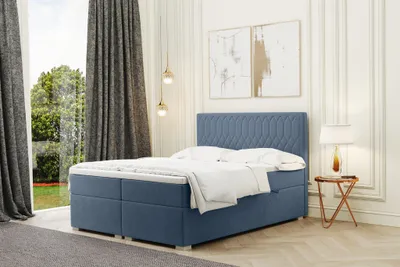 Produktbild von Boxspringbett Schlafzimmerbett DUSTY 140x220cm in Stoff Riviera Blau
