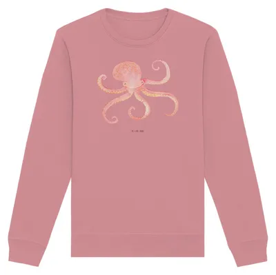 Produktbild von Mr. & Mrs. Panda Rundhals Pullover Tintenfisch Größe S - Canyon Pink - Geschenk, Pulli, Wasser, Baumwoll Sweatshirt, Ozean, Sweater, Bio, Meer, Lustige Sprüche, Krake