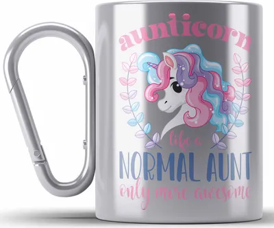 Produktbild von Trendation - Aunitcorn Edelstahl Tasse Karabiner Geschenk für Beste Tante Karabiner Edelstahl Tasse Karabiner Edelstahl Geschenkidee Tante Geburtstag Lustig (Silber)
