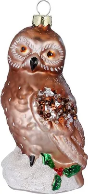 Produktbild von Christbaumschmuck Eule Glas 9,5cm Braun