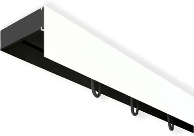Produktbild von SN Deco - Vorhangschiene SH Set, 1-läufig, schwarz, 510 cm, vorgebohrt, m. Blende, weiß, 5 cm, Komplettes Zubehör und Röllchen