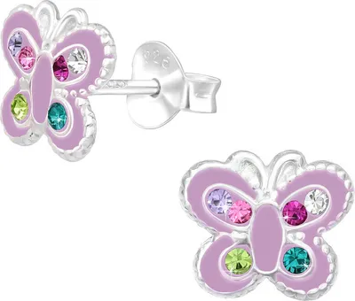 Produktbild von Schmetterling Ohrstecker: Kinder Ohrringe Silber 925