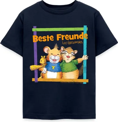 Produktbild von Spreadshirt Leo Lausemaus Didi Dachs Beste Freunde Kinder T-Shirt, 122/128 (7-8 Jahre), Navy