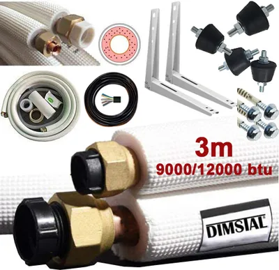 Produktbild von 7/9/12000btu 2x3m Kältemittelleitungen Full-Kit +Wandhalter +Dämpfer