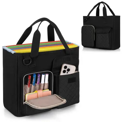 Productafbeelding van Grote aktentas voor A4-documenten, draagbaar, zwart, 30x12x27 cm