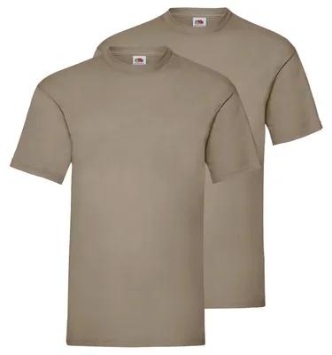Produktbild von Doppelpack Fruit of the Loom Valueweight T-Shirt + GRATIS MyShirt Stoffbeutel Farbe: khaki Größe: 2XL