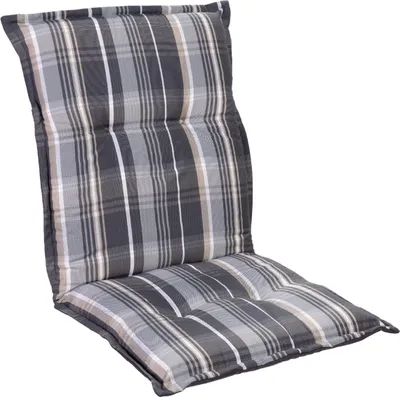 Produktbild von Homeoutfit24 Prato, Gartenstuhl-Auflage,  Europe, Polyester, ® Standard 100, UV-beständig, Halteband & Kordeln, 1-Stück, Grau / Weiß