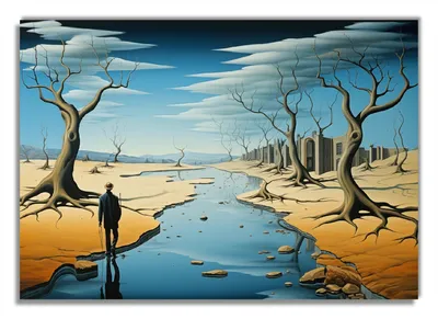 Produktbild von Wallario Poster - Fluss der Zeit, Kunstdruck Größe: 70 x 100 cm
