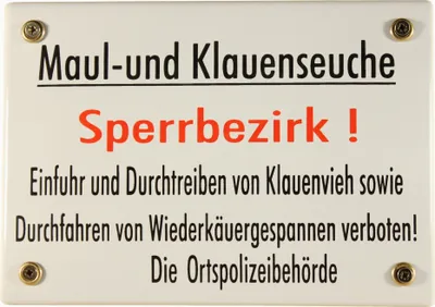 Produktbild von Hinweis Schild Maul- und Klauenseuche Sperrbezirk Warnschild