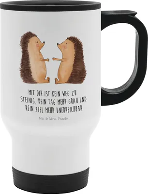 Produktbild von Mr. & Mrs. Panda Thermobecher To Go Igel Liebe - Weiß - Geschenk, To-Go-Becher, thermosbecher, Hochzeit, Becher, Liebesbeweis, Freundin, Verheiratet, Hochzeitstag