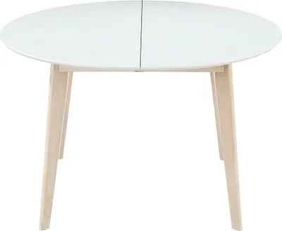 Produktbild von Miliboo - Design-Esstisch rund ausziehbar Weiß und Holz L120-150 LEENA