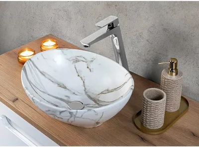 Immagine prodotto di Lavabo in Vetroceramica PATI, marmo bianco, 40 cm