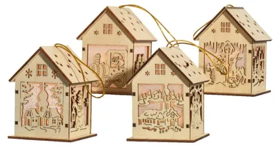 Produktbild von LED Holz Haus Batterie betrieben