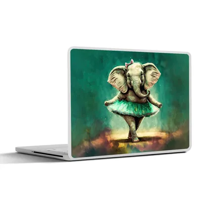 Produktbild von MuchoWow® Laptop Aufkleber Sticker Cover Elefant - Ballerina - Farbe - Bogen - Porträt - Kinder 32.5x23.5 cm - Sticker für Laptop - Selbstklebend