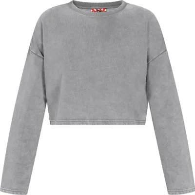 Produktbild von Damen Sweatshirt grau Größe M locker geschnitten Rundhalsausschnitt