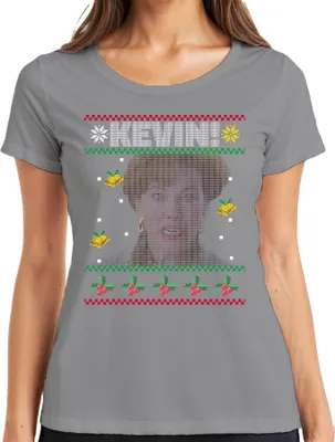Produktbild von Kate McCallister Kevin Allein zu Haus - Ugly Christmas Sweater Weihnachtsgeschenk Damen T-Shirt, Grau, 3XL