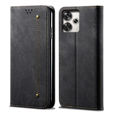 Produktbild von Hülle für Xiaomi Redmi Turbo 3 Leder Brieftasche Flip Bookstyle Schutzhülle mit Standfunktion Schwarz