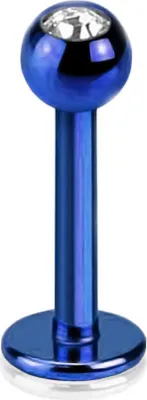 Produktbild von viva-adorno 1,2mm Lippen Piercing Stecker Edelstahl Kristall in verschiedenen Farben Tragus Labretstecker Z367,Blau