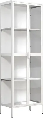 Zdjęcie produktu dla Szklana obudowa stojąca | Etui na wyświetlacz Szkło z bezpiecznym szkłem ESG | Wymiary ok. H. 180 x W. 60 x D. 35 cm | Stand display cabinet glass | Nowoczesne i oszczędne miejsce | Szklana szafka ekspozycyjna – Floka XXL