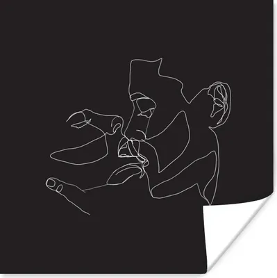Produktbild von MuchoWow® Poster Strichzeichnung - Schwarz - Weiß - Paar 50x50 cm - Wohnzimmerdekoration