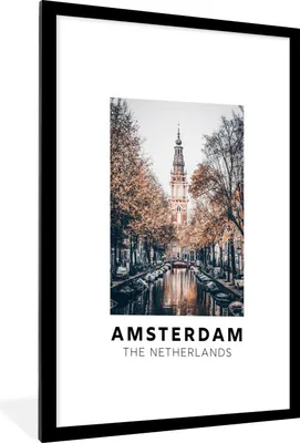Produktbild von MuchoWow® Gerahmtes Poster Amsterdam - Niederlande - Wasser 60x90 cm - Poster mit Schwarzem Bilderrahmen Wandposter Rahmen Foto Bilder - Dekoration - Wandposter Wohnzimmer - Hochwertig