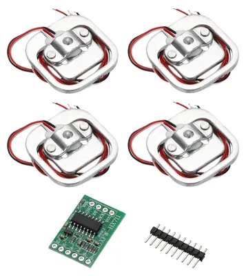 4 Wägezellen Halbbrücke 50 kg + HX711 Modul 24-Bit