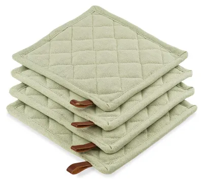 Produktbild von CH&F Topflappen 4er Set 20x20 cm – Waffelstruktur Richmond – Seladongrün