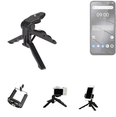 Produktbild von K-S-Trade Stativ Tisch-Ständer Dreibein Handy-Stativ Ständer kompatibel mit Gigaset GS5 Mini-Stativ Smartphone Tripod Handy-Stativ aus Plastik