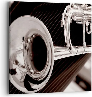 Produktbild von Bild auf Leinwand - Leinwandbild - Musik Trompete Instrument Orchester - 40x40cm - Wand Bild - Wanddeko - Leinwanddruck - Bilder - Kunstdruck - Leinwand bilder - Wandkunst - AC40x40-1553